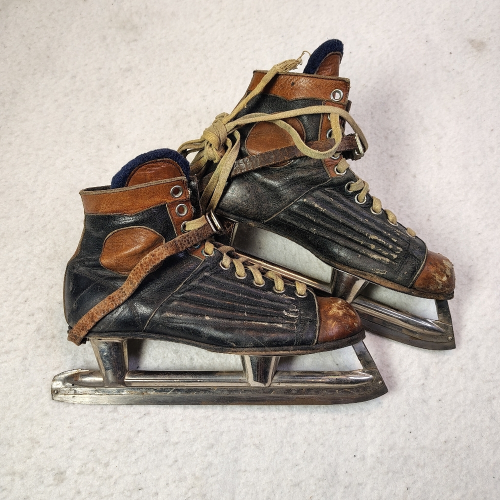 VTG Nestor Johnson North Star Ice Hockey Speed Skates Mens Size 6 Leather‎ Strap